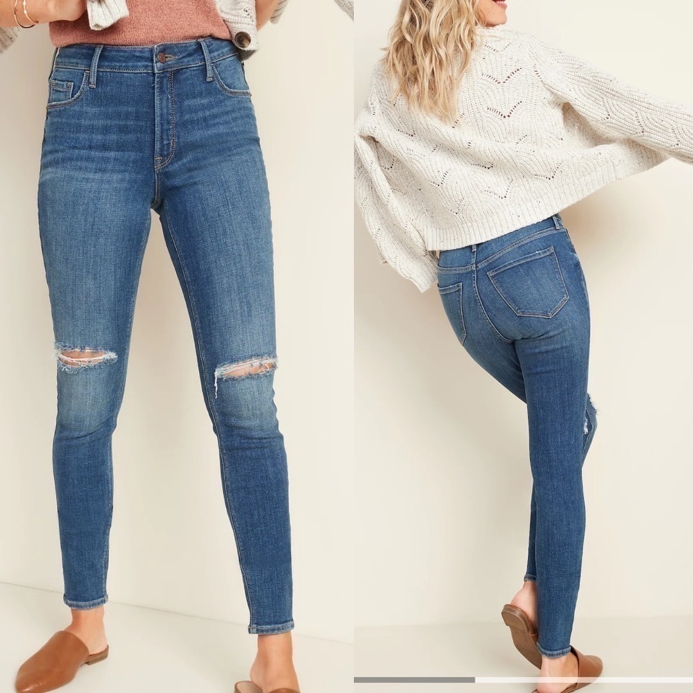 OLD Navy super skinny High-rise secret-slim pockets distressed ripped jeans